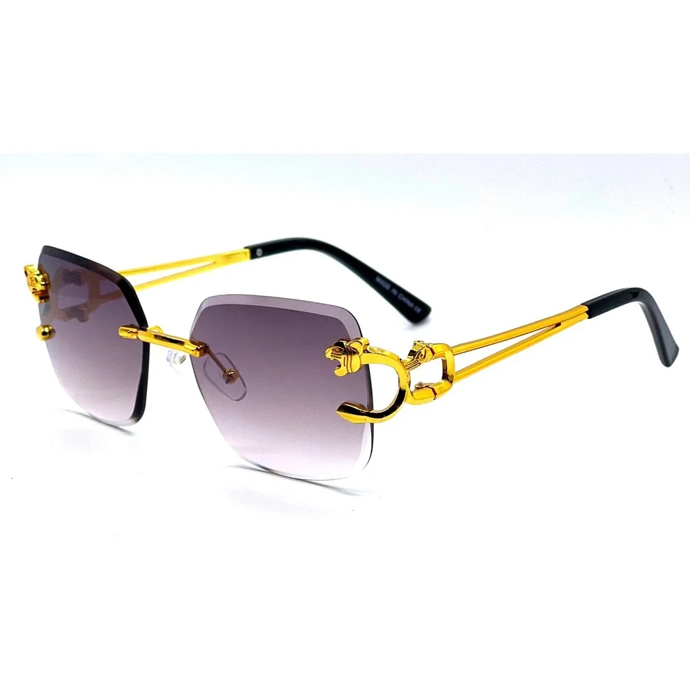 Rimless Sunglasses Gold Frame Gradient Lens Cat‎ Detail Designer Fashion Lentes